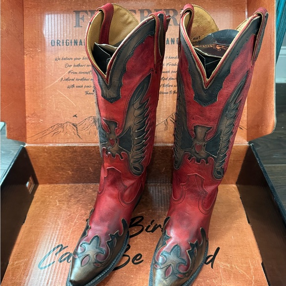 NIB Freebird “Willie” red leather boots size 8 - Picture 9 of 16